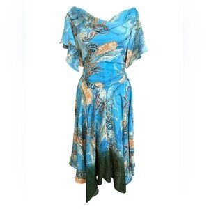 Y2K blue paisley fairy dress, size medium